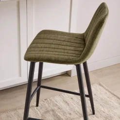 Clearance Bouclair Velvet Fabric and Metal Bar Stool