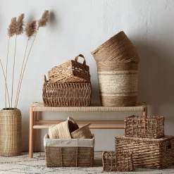 Sale Bouclair Water Hyacinth Crate with Faux Leather Handles