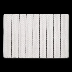 Clearance Bouclair White Bathmat with Black Stripes