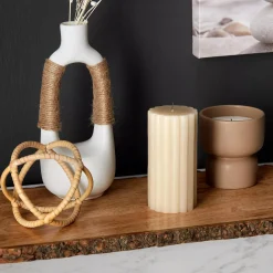 Outlet Bouclair White Ceramic Oval Vase with Rope on Handles