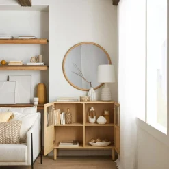 Outlet Bouclair White Ceramic Oval Vase with Rope on Handles