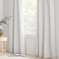New Bouclair White Chita Back Tab Blackout Curtain