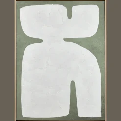 Best Bouclair White Form on Green Framed Art