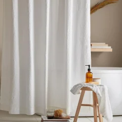 Outlet Bouclair White Waffy Essential Shower Curtain