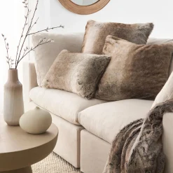 Discount Bouclair Wolf Faux Fur Decorative Pillow