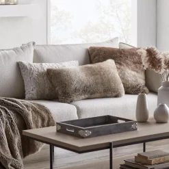 New Bouclair Wolf Faux Fur Decorative Lumbar Pillow