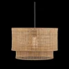 New Bouclair Wood & Rattan Ceiling Lamp