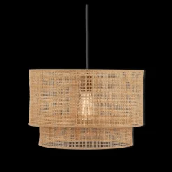 New Bouclair Wood & Rattan Ceiling Lamp