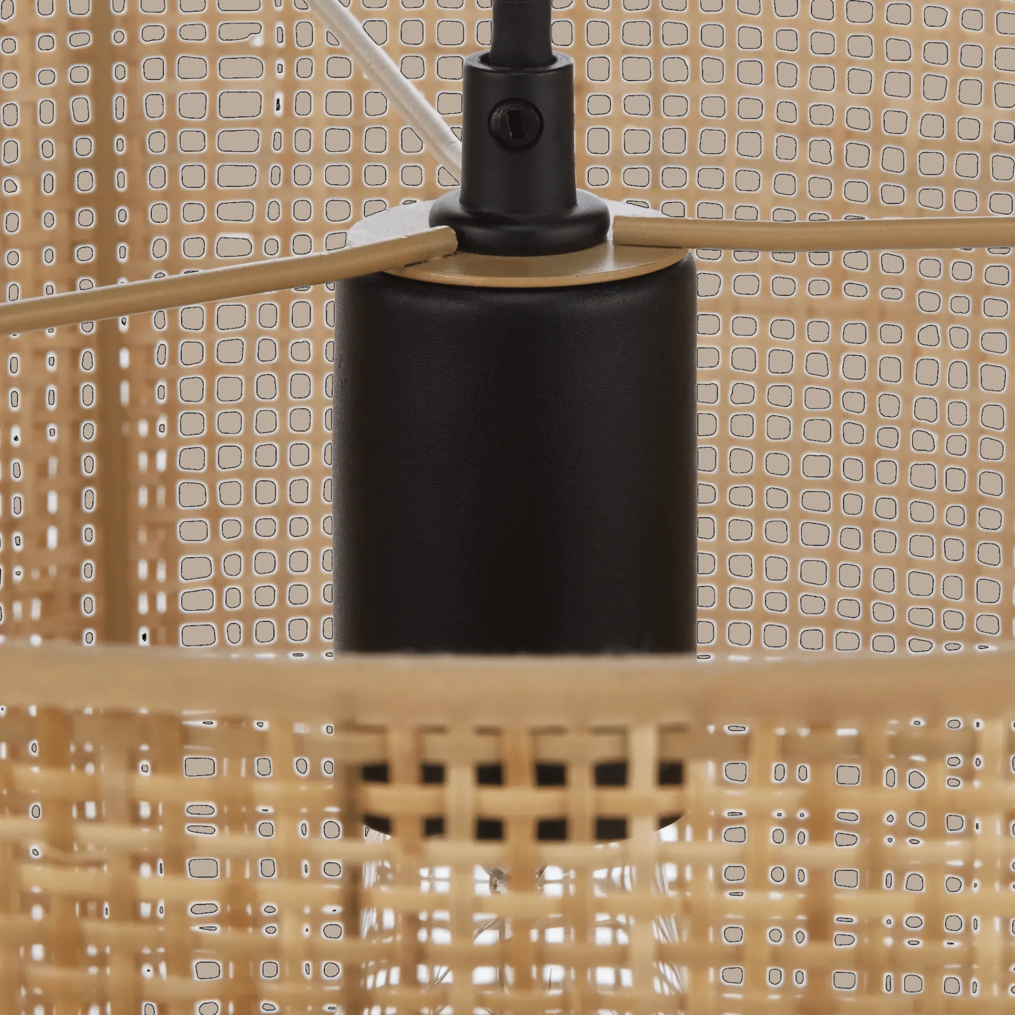 New Bouclair Wood & Rattan Ceiling Lamp