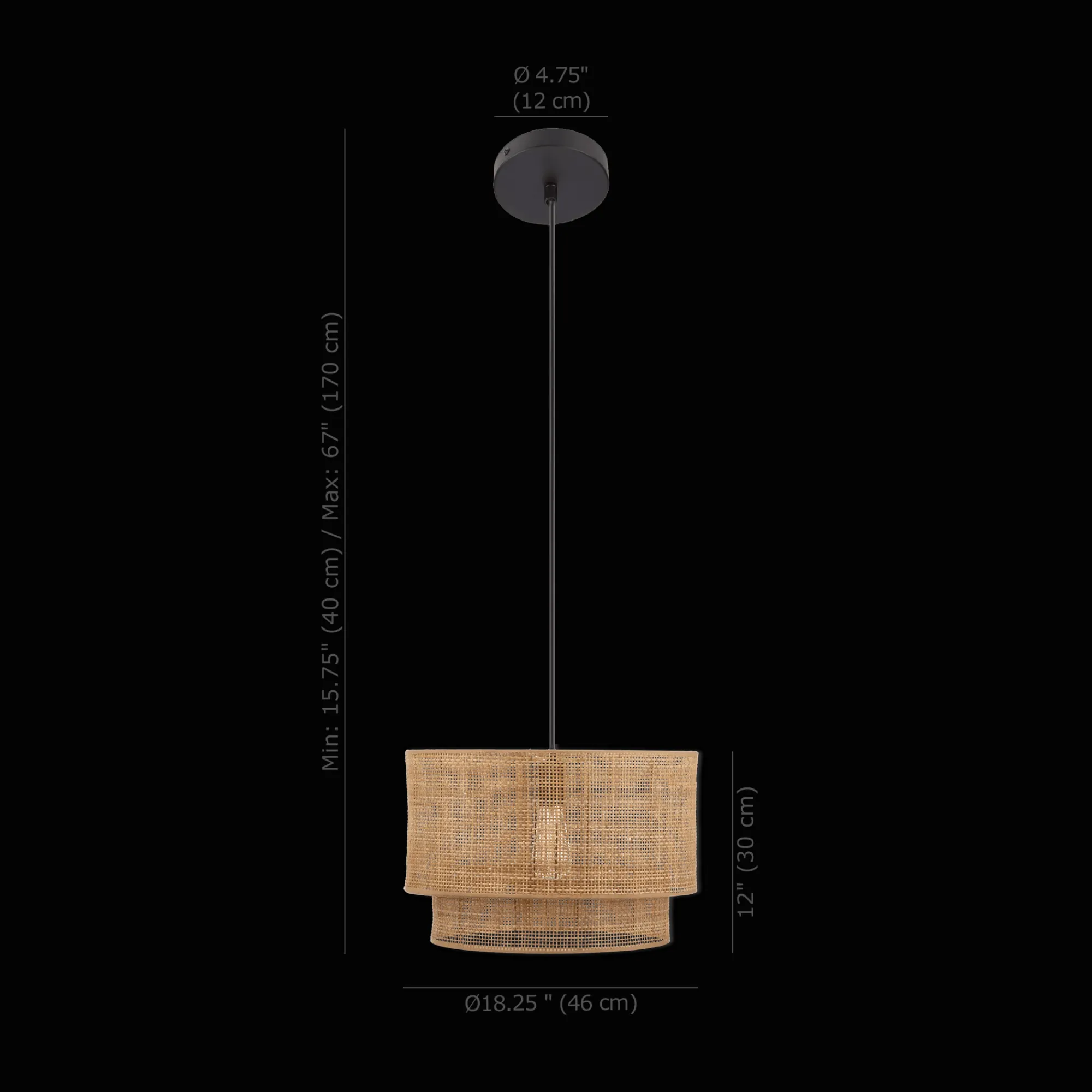 New Bouclair Wood & Rattan Ceiling Lamp