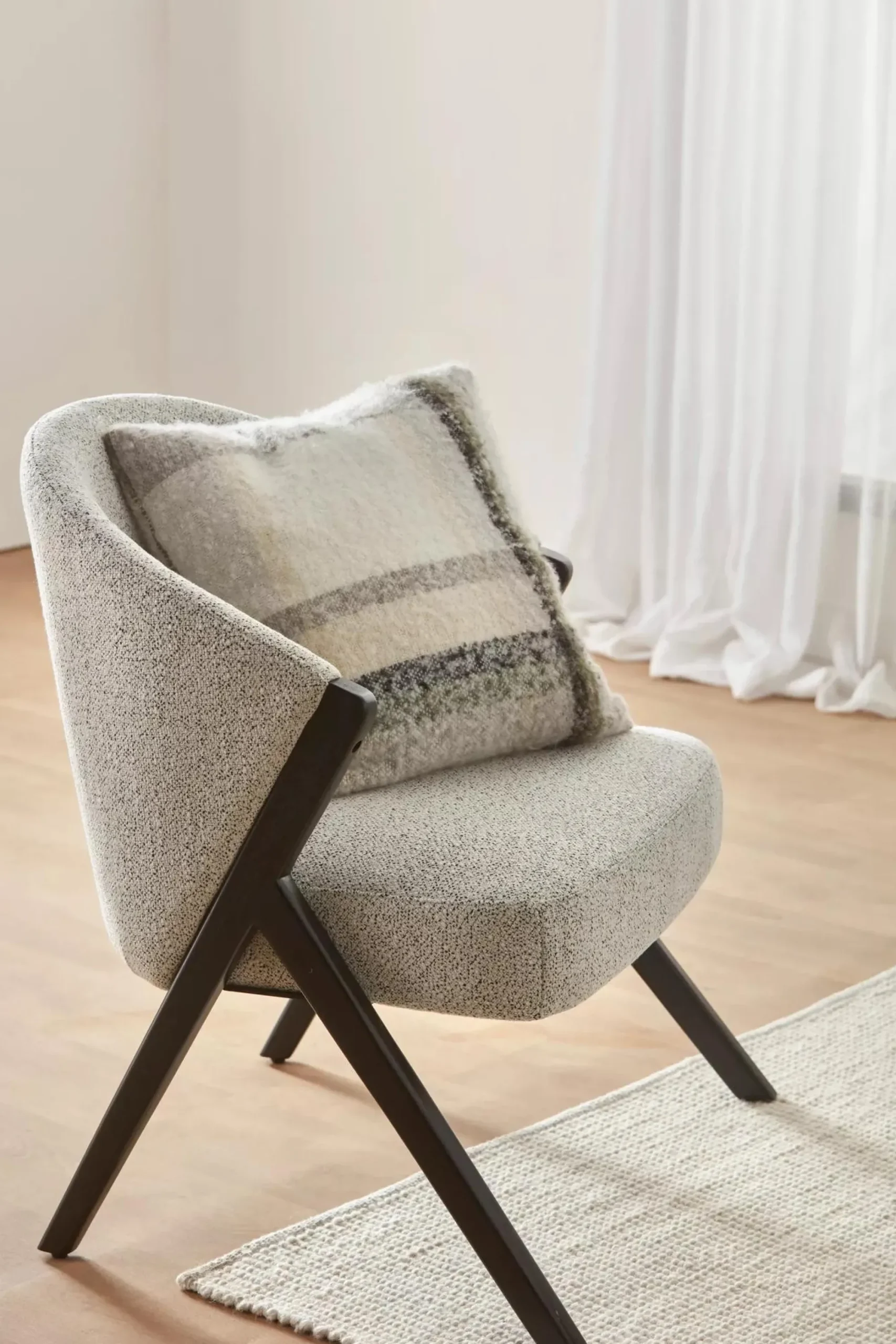 Bouclair Wood and Fabric Accent Chair