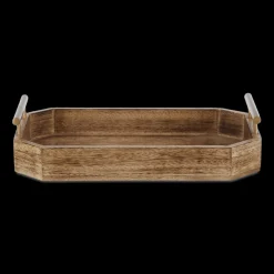 Hot Bouclair Wood Rectangular Tray with Handles