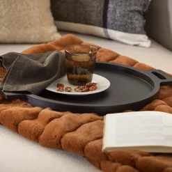 Bouclair Wood Round Tray with Handles