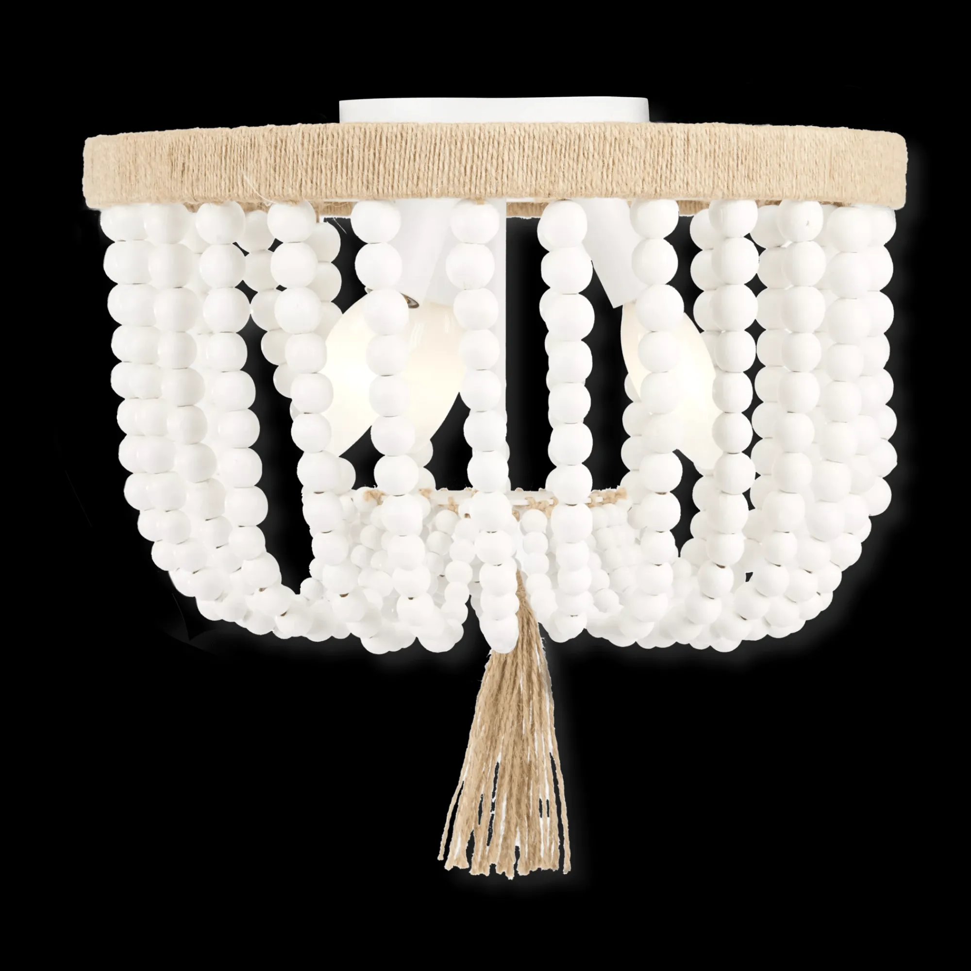 Hot Bouclair Wooden Bead and Tassel Ceiling Lamp