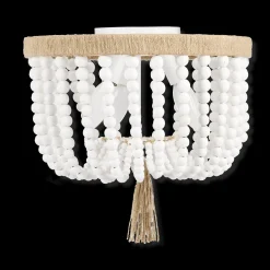 Hot Bouclair Wooden Bead and Tassel Ceiling Lamp