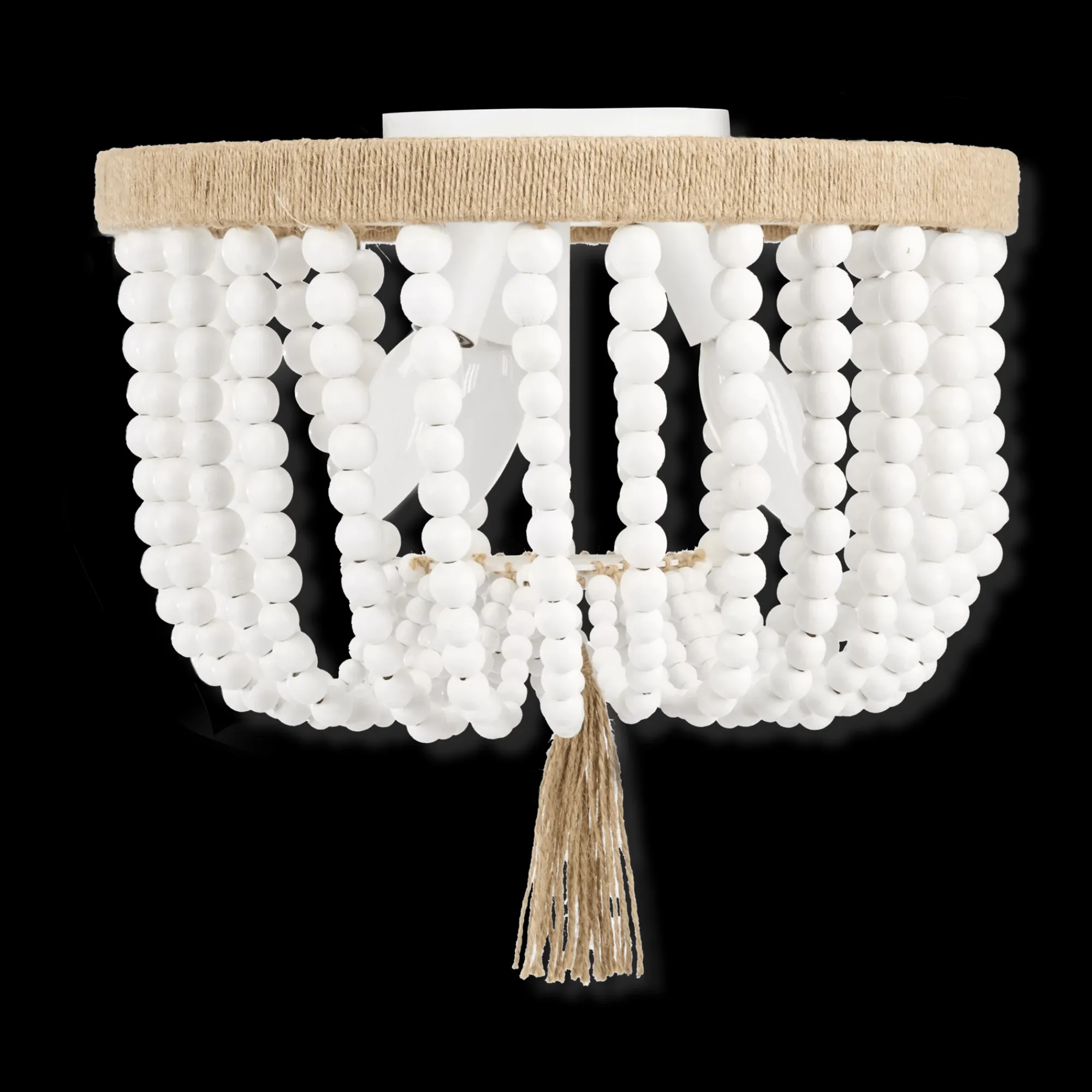 Hot Bouclair Wooden Bead and Tassel Ceiling Lamp