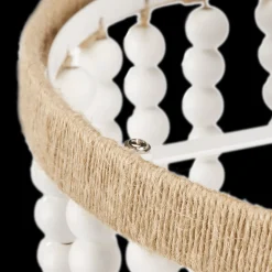 Hot Bouclair Wooden Bead and Tassel Ceiling Lamp