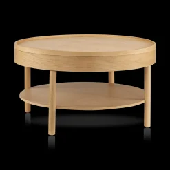 Bouclair Wooden Round Coffee Table with Lift Top