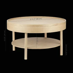 Bouclair Wooden Round Coffee Table with Lift Top