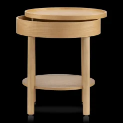 Discount Bouclair Wooden Round Side Table with Lift Top