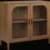 New Bouclair Wooden Veneer Buffet with Glass Doors
